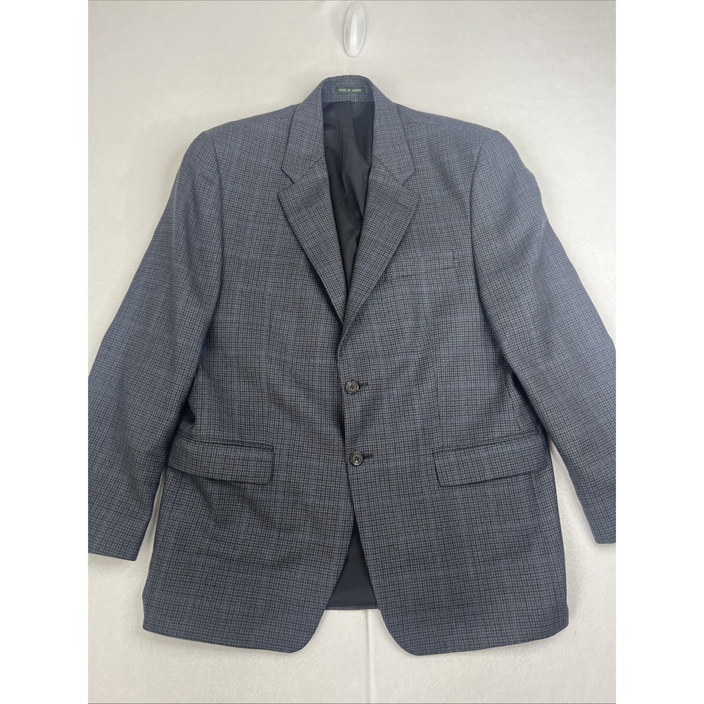Lauren Ralph Lauren Mens 42R Gray Houndstooth Plaid Wool Tweed Blazer Jacket